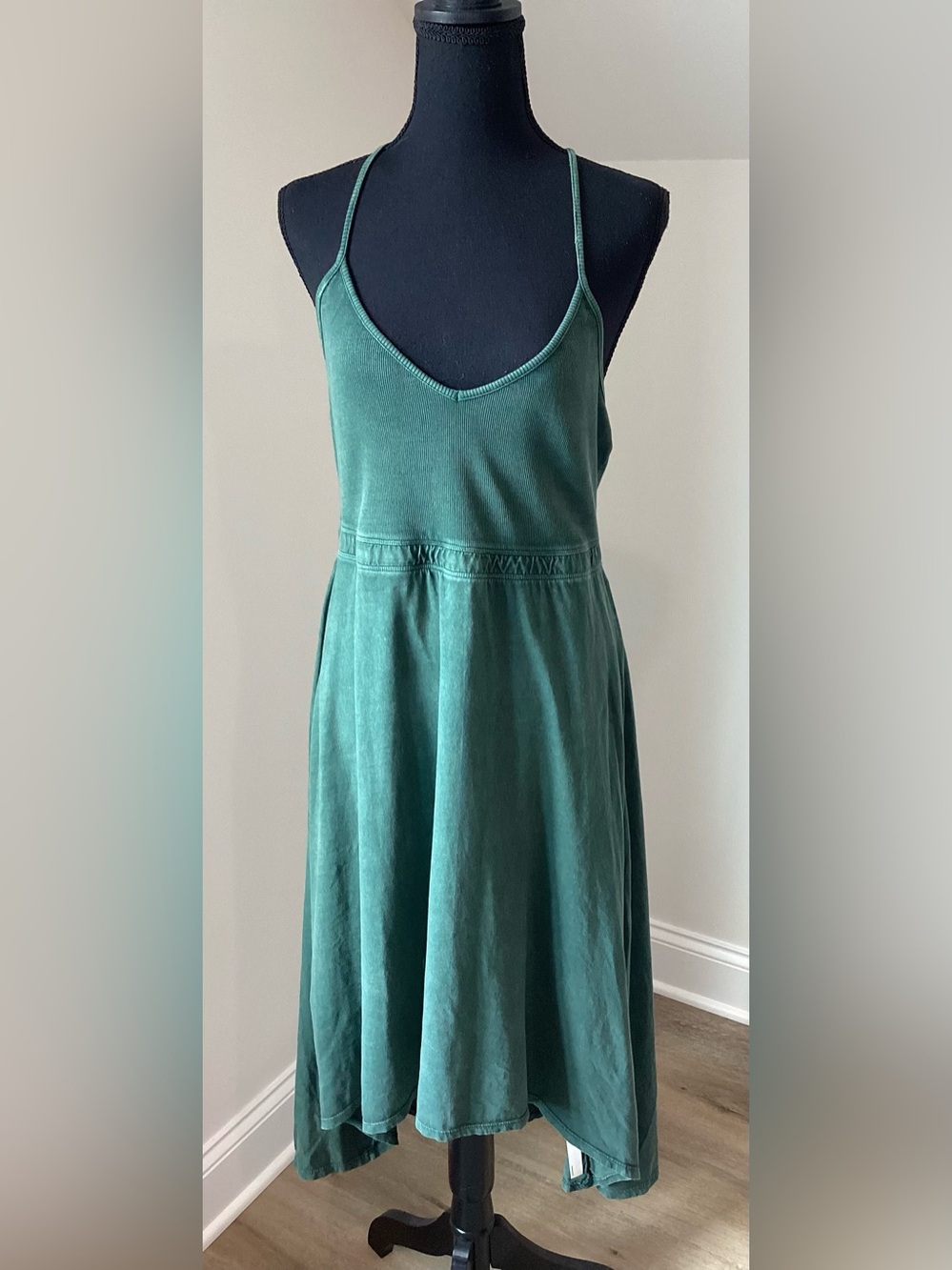 Daily Practice Green Washed Ribbed Racerback Midi‎ Dress NWT Medium